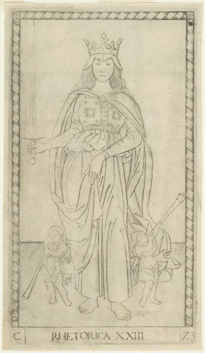 Retorik, Sanat ve Bilim'den 23 numaralı plaka by Master of the E Series Tarocchi
