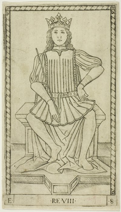 Kral, İnsanların Rütbeleri ve Koşullarından sekizinci plaka by Master of the E Series Tarocchi