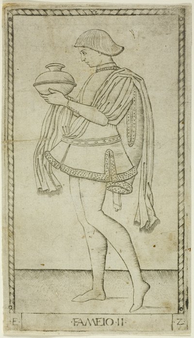 Hizmetkar, Erkeklerin Rütbeleri ve Koşullarından ikinci plaka by Master of the E Series Tarocchi