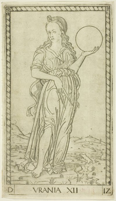 Urania, Apollon ve İlham Perileri'nden on iki levha by Master of the E Series Tarocchi