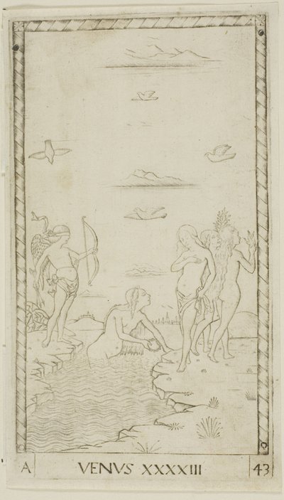 Venüs, Gezegenler ve Kürelerden 43 numaralı levha by Master of the E Series Tarocchi