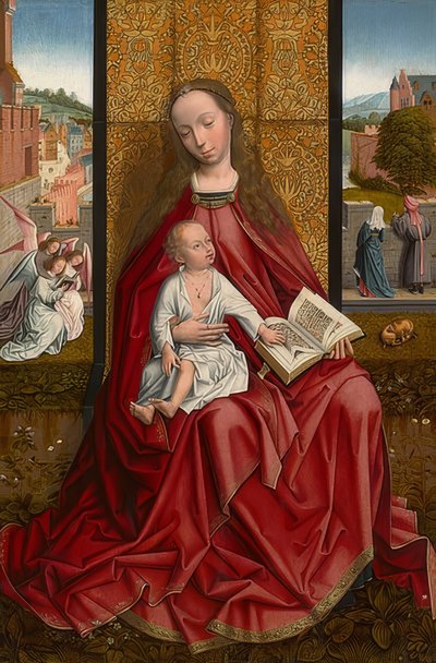 Meryem çocukla birlikte tahta çıktı. 1500 civarında by Master of the Embroidered Foliage