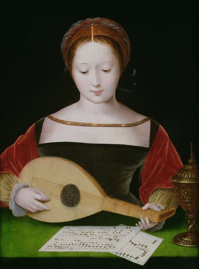 Mecdelli Meryem Ud Çalıyor by Master of the Female Half Lengths