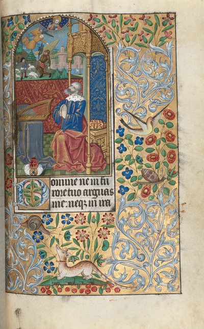 Rouen Kullanım Saatleri Kitabı: fol. 80r, David Penitent, David Goliath