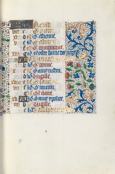 Rouen Kullanım Saatleri Kitabı: fol. 8r, c. 1470. by Master of the Geneva Latini