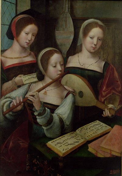 Üç Müzisyen (panelde mizaç) by Master of the Half Figures
