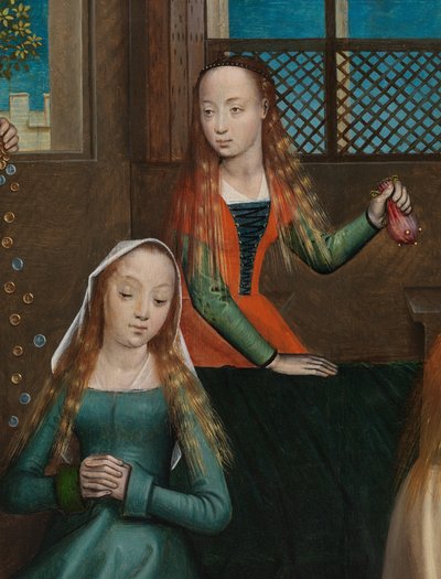 Aziz Nicholas Altarpiece'inden Aziz Nicholas Hayır Kurumu detayı, c.1486-93 (panel üzerine yağlı boya) by Master of The Legend of St. Lucy