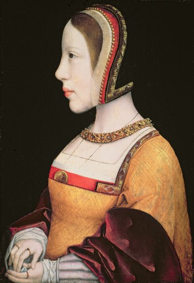 Danimarka Kraliçesi Elisabeth von Habsburg (1501-26) (1501-26) c.1514-15 (meşe tahtasında yağ) by Master of the Magdalen Legend