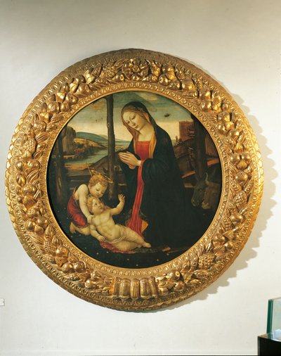 Aziz John ile Madonna ve Çocuk (panelde yağlı boya) by Master of the Miller Tondo (attr. to)
