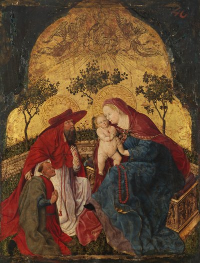 Bakire ve Donörlü Çocuk Aziz Jerome Tarafından Sunulmaktadır, yakl. 1450. by Master of the Munich Bavarian Panels