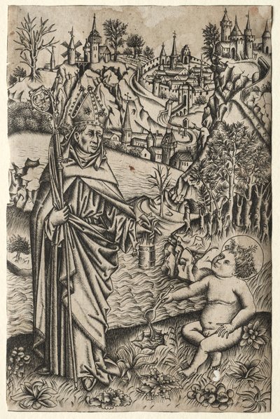 St. Augustine ve Deniz Kıyısında Çocuk, c. 1465-1469. by Master of the Nuremberg Passion