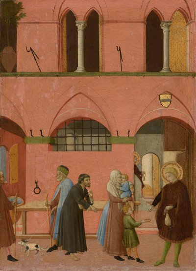 Aziz Anthony Servetini Yoksullara Dağıtıyor, 1430-1435 civarı (kavak panel üzerine tempera) by Master of the Osservanza