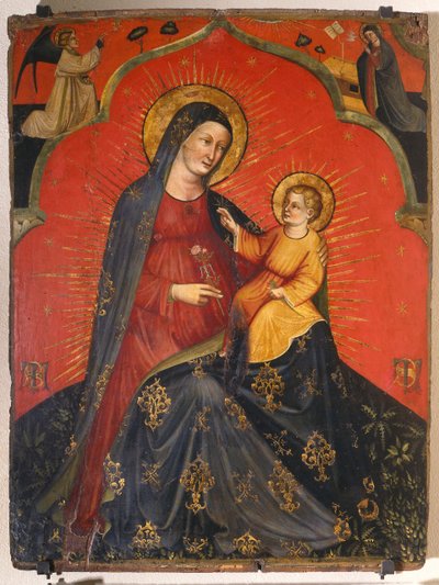 Madonna ve Çocuk ve Müjde, c.1390 (panelde mizaç) by Master of the Pesaro Crucifix