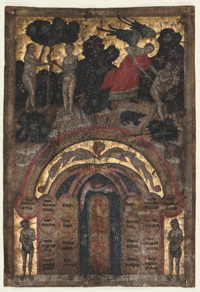 Johannes Andrea'nın "Akrabalık ve Yakınlık Ağacı Üzerine Ders Kitabı: Yakınlık Tablosu"nun Bir Ciltinden Yaprak by Master of the Register of 1328