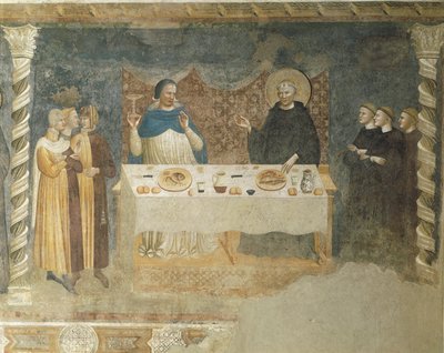 Arezzo Aziz Guido Mucizesi, fresk, Yemekhane, Pomposa Aziz Maria Manastırı, Emilia-Romagna by Master of the School of Rimini