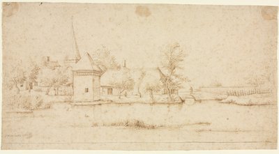 Moated Köyü ile Manzara by Master of the Small Landscapes