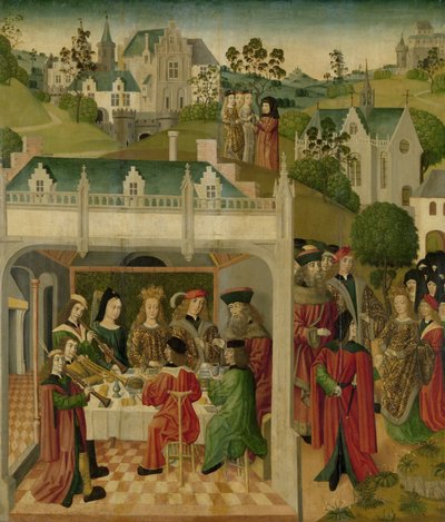 Macaristanlı Aziz Elizabeth ve Thüringenli Louis'in Wartburg'daki Düğün Bayramı, c. 1490-c.1495 (panel üzeri yağlı boya) by Master of the St.Elizabeth panels