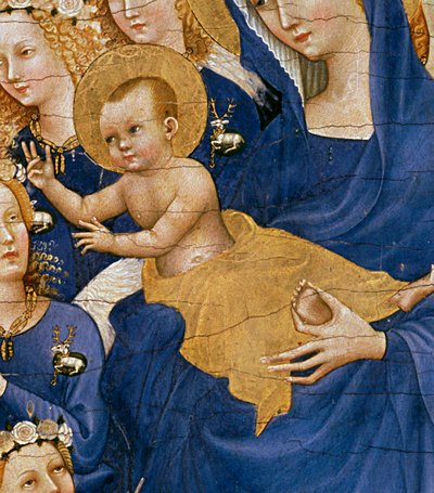 Bakire ve Çocuk, c.1395-99 (meşe üzerine yumurta tempera) (3028 detayı) by Master of the Wilton Diptych