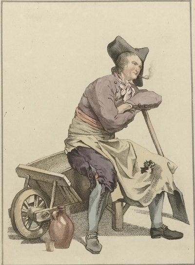 Bir el arabasının kenarında oturan adam by Mathias de Sallieth
