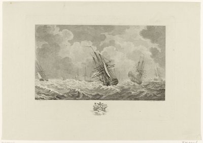 Hollanda filosu fırtınada, 1784 by Mathias de Sallieth