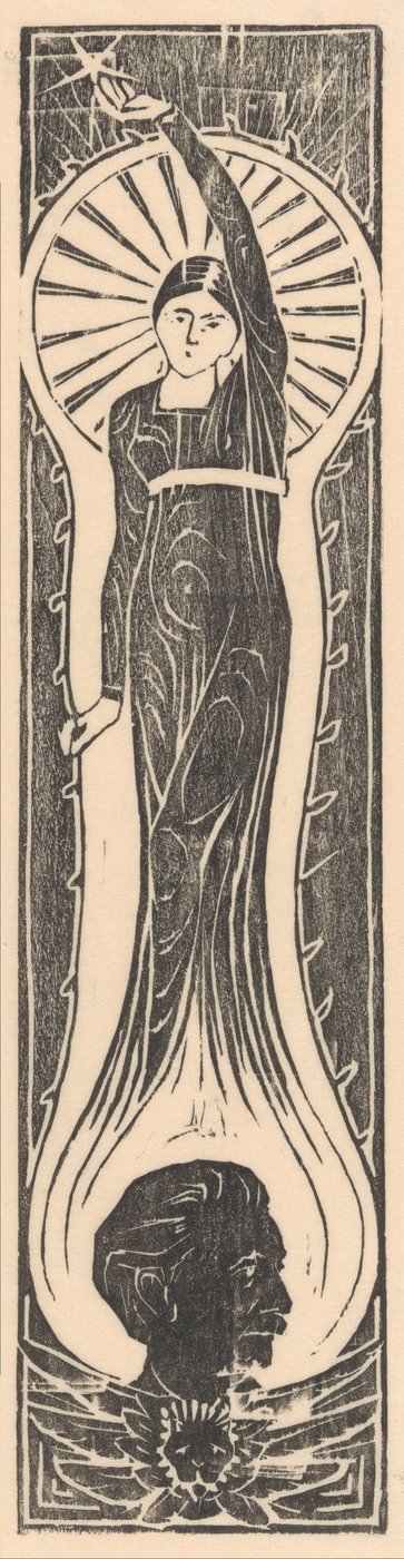 Multatuli portresi ile alegorik figür by Mathieu Lauweriks