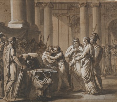 Roma Tarihinden bir sahne, Ölmekte olan bir gençten Zırh alan bir genci betimliyor..., 18. yüzyılın sonu - 19. yüzyılın ortası by Mathieu Van Brée