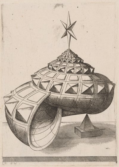 Piramit Üzerinde Dengelenmiş Yönlü Salyangoz Kabuğuna Bir Bakış by Mathis Zündt, after Hans Lencker