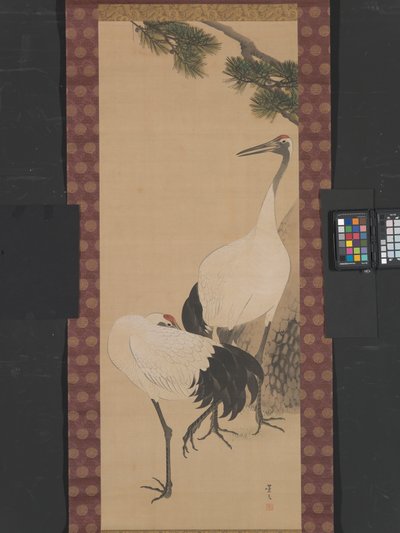 Turnalar, Bambu ve Çam, Edo Dönemi (ipek üzerine mürekkep ve sulu renkler) by Matsumura Keibun