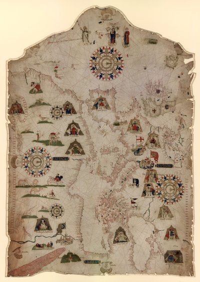 Akdeniz, Karadeniz ve Batı Avrupa ve Kuzeybatı Afrika kıyılarının haritası, c.1559 by Matteo Prunes