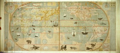 Dünyanın Sayısız Ülkesinin Kunyu Wanguo Quantu Haritası, 1602. by Matteo Ricci