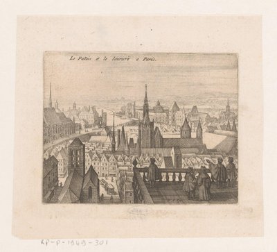 Paris'in görünümü Le Pallais et le lourure a Paris (nesne üzerindeki başlık) Yedi Fransız manzarası ve şehir manzarası (dizi başlığı) by Matthäus Merian (I)
