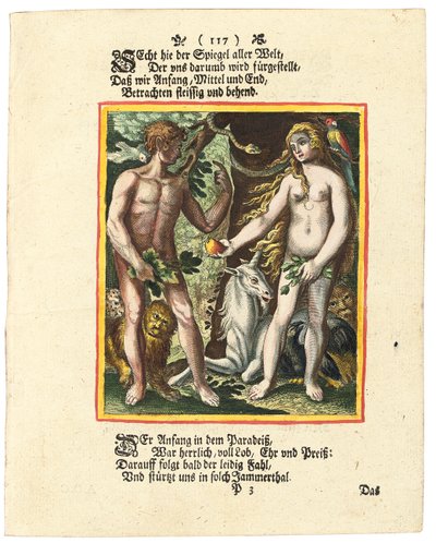 Adem ve Havva, c.1700-1725 by Matthaus Merian