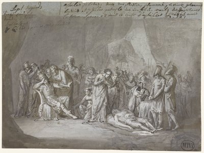 Patroclus'un Aşil çadırındaki cesedi yas tuttu by Mattheus Ignatius van Bree