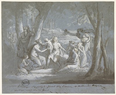 Telemachus ve Calypso bir Amor ile oynuyor by Mattheus Ignatius van Bree