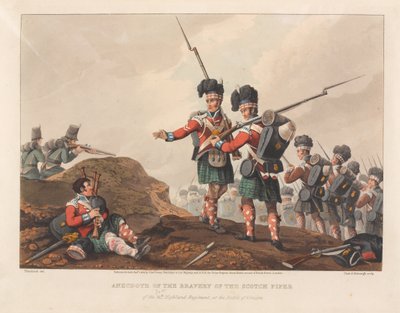 Anecdote of the bravery of the Scotch piper of the 71st Highland Regiment, at the Battle of Vimiero by Matthew Dubourg