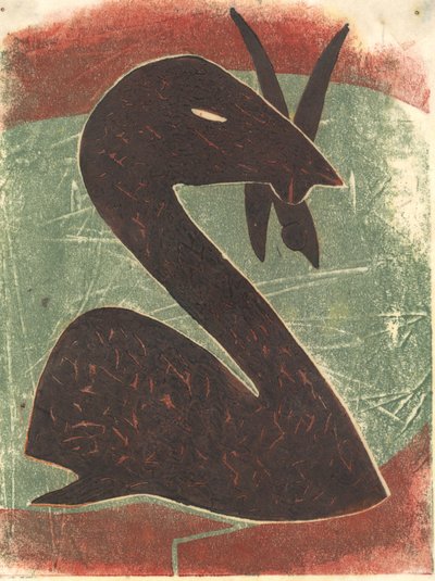Kuğu, 2013 (linocut) by Matthew Hilton
