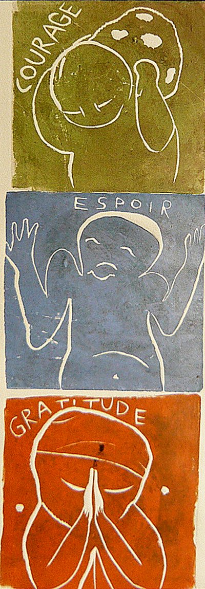 cesaret umut şükran, 2005 (linoprint) by Matthew Hilton