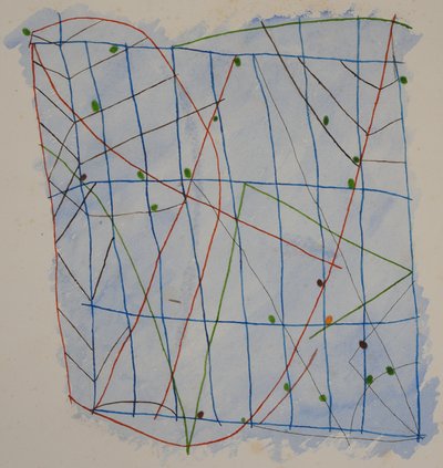 çubuk grafik 2, 2014 (aquarelle mum boya) by Matthew Hilton