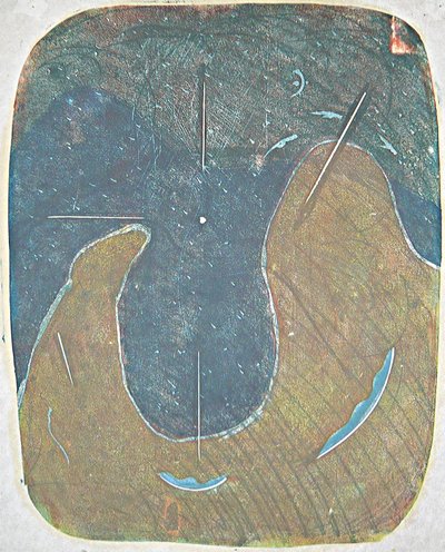 tabla one, 2012 (linoprint) by Matthew Hilton