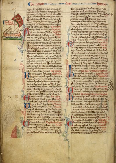 Kraliyet 14 C. VII, f.116v Ekteki metnin bir kısmı yazarın kendi elinde, İngiliz Kanalından Brittany