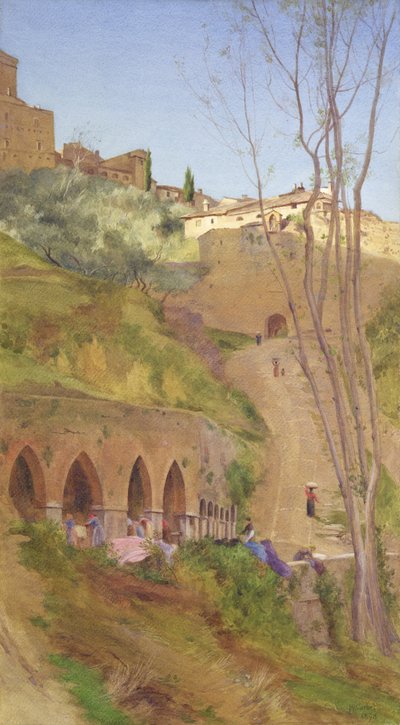 Çamaşırhanede Çamaşırcı Kadın, San Gimignano, İtalya by Matthew Ridley Corbet