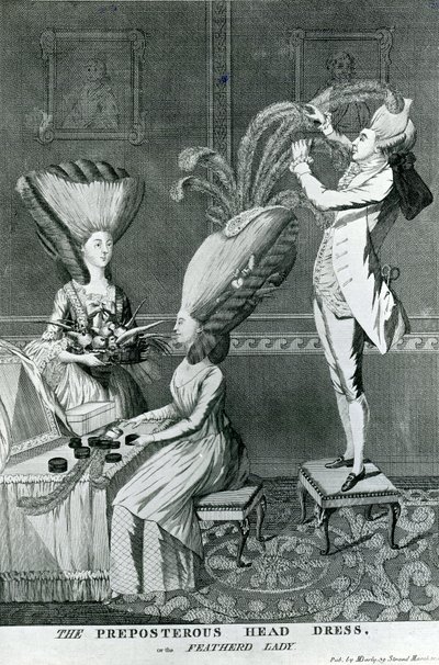Akıl almaz Baş Elbisesi veya Tüylü Kadın, 1776 by Matthew or Matthias Darly