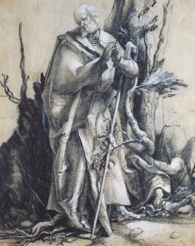 Ormandaki Aziz John, yaklaşık 1515, Matthias Grunewald (1470-1528), kağıt üzerine siyah tebeşir, 37x29 cm. Almanya by Matthias (c.1480 1528) Grunewald