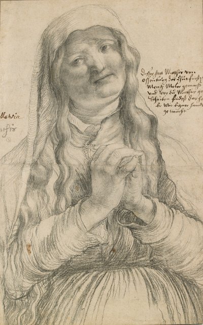 Elleri kenetlenmiş yaşlı bir kadın, 16. yüzyılın başlarında by Matthias Gruenewald