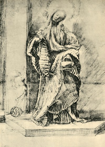 Aziz Dorothy çiçek sepetiyle, c1520, 1943. by Matthias Gruenewald