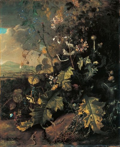Kelebekler ve kertenkeleler ile orman zemini by Matthias Withoos