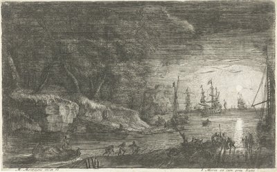 Ay ışığında deniz manzarası by Matthieu van Plattenberg