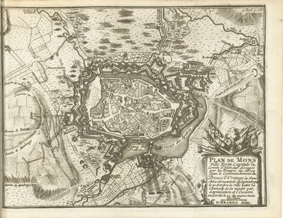 Beleg van Bergen, 1709 Mons Müstahkem Şehir Haritası (...) Alliez Askerleri tarafından kuşatıldı. Orange Prensi'nin komutası altında (...) (nesne üzerindeki başlık) by Matthijs Pool (possibly)
