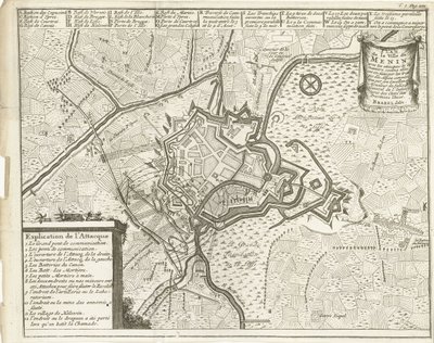 Menen Kuşatması, 1706 Plan de la Ville de Menin (...) (nesne üzerindeki başlık) by Matthijs Pool (possibly)