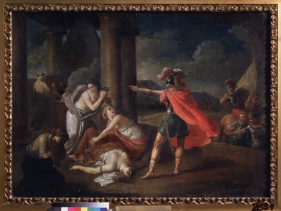 Horace'ın kız kardeşi Camille'in ölümü. Matvei Ivanovich Puchinov'un (1716-1797) tablosu, tuval üzerine yağlı boya by Matvei Ivanovich Puchinov